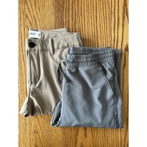 A&F Abercrombie Boys Gray Jogger YPB Athletic + Tan Chino Pants 15/16 Short